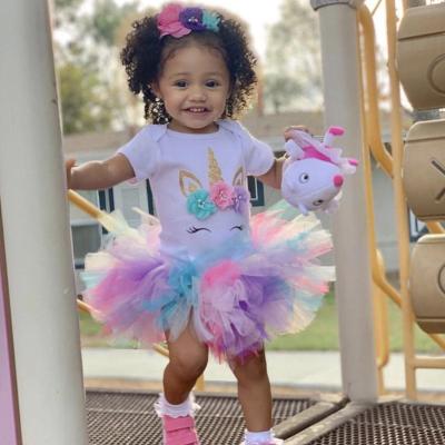 China 1 Year Christening Dresses Mesh Tutu Vestidos Infant Unicorn Girls Anti-wrinkle 1st Birthday Princess Newborn Dress Ceremony Dress for sale