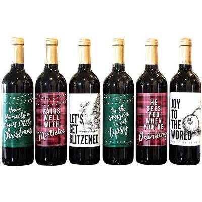 China Christmas Party Decorations Waterproof Adhesive Wine Bottle Paper Labels for sale