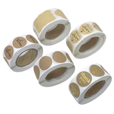 Cina 500 PCS/Roll Round Heat Sensitive Self Adhesive Labels Blank Decoration Thank You Kraft Paper Stickers in vendita