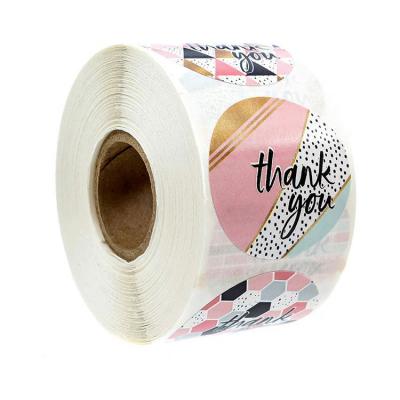 China Waterproof Mail Seal Thank You Self Adhesive Die Cut Round Sticker Pack Te koop