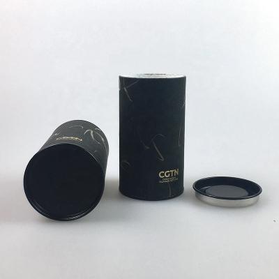 China Recyclable Tea Coffee Tinplate Cover For Container Craft Paper Tube Packaging With Plug Lid for sale