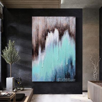 China New hand-painted living room, Nordic, modern, classic/postmodern minimalist, entrance, abstract, green, light, exaggerated, oil paintings for sale