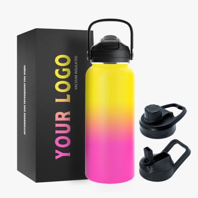 China Custom Logo Double Wall Insulated Wide Mouth Water Bottle 32oz 40oz Stainless Steel PORTABLE Custom Water Bottle for sale