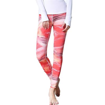 China CPG Global Women's Fitness Legging Sport Running Pants Yoga  Watercolor Red Print Super Slim HK15 for sale