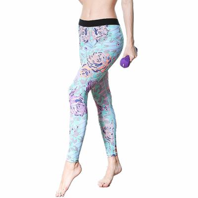 China CPG Global Women's Gyg Legging Sport Running Pants Yoga  Floral Blue Print  High Quality HK17 for sale