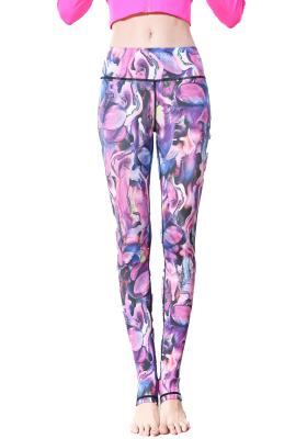 China CPG Global Women's Gyg Legging Sport Running Pants Yoga  Purple Floral Print  Slim Fit HK26 for sale