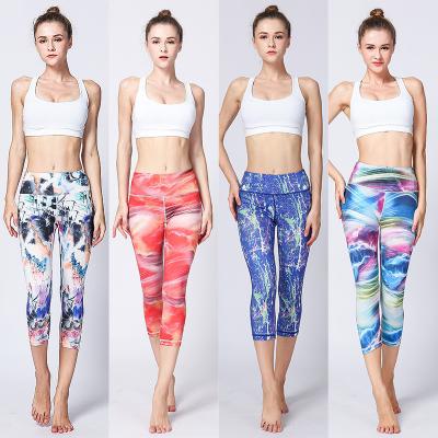 China CPG Global Women's Fitness Legging Sport Running Stretched Cropped Pants Yoga  Watercolor Print  High Quality HK41 for sale