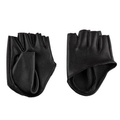 China Decorate Multicolor Half Finger Half Palm PU Leather Ladies Performance And Party Gloves for sale