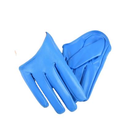 China Decorate Multicolor Full Palm Half Finger PU Leather Ladies Performance And Party Gloves for sale