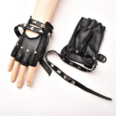 China Hot Popular Fashion Women PU Rivet Dancing Leather Gloves for sale