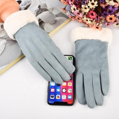 China Synthetic Unique Design Modeling Women's Comfortable Suede Leather Gloves Warm Gloves for sale