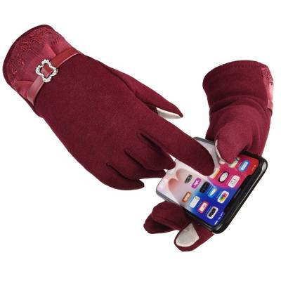 China Warm Soft Touch Comfortable Touch Screen Cotton Plus Velvet Women's Gloves for sale