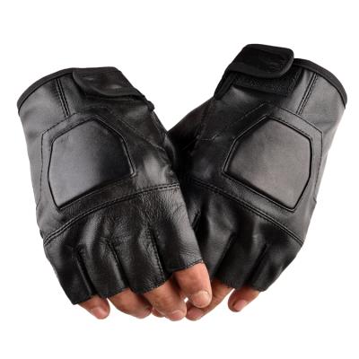 China Hot Leather Men's Motorsports Leather Fitness Motorcycle Half Finger Motor Cycling Gloves for sale