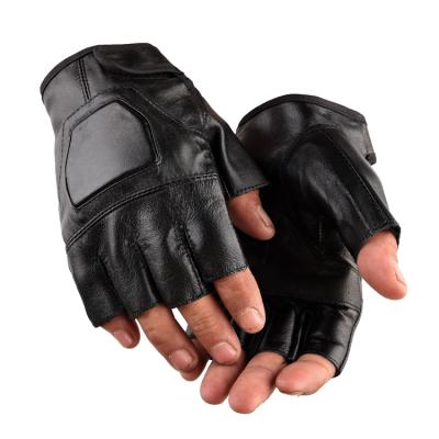 China Motorcycle Warm Leather Half Finger Sheepskin Cycling Gloves for sale