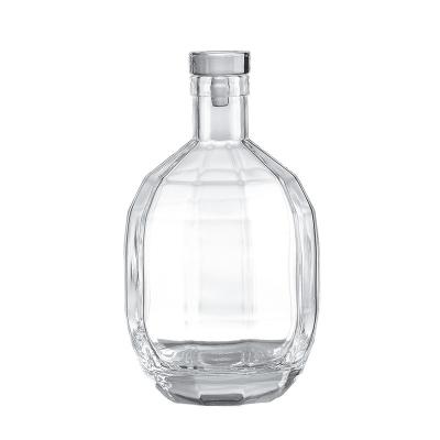 China 200ml 375ml 500ml 750ml 1000ml clear round flint glass empty wine, vodka, tequila bottle, wine, whiskey, with cork sealed l for sale