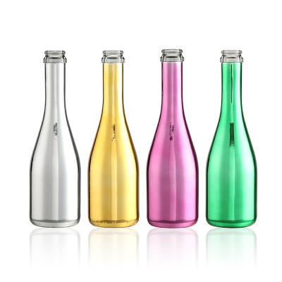 China Beverage Champagne Bottle Sparkling Wine Process 500ml 750ml Glass Bottle Electroplating Transparent Customization for sale