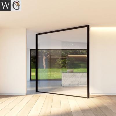 China Interior Front Door Swing Design Tempered Glass Aluminum Pivot Door Price for sale