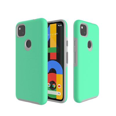 China 2 in 1 Stylish Design Green Color Texture Back Cover Plating Buttons Shockproof Phone Case For Google Pixel 4a for sale