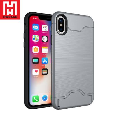 China Card Slot & Kickstand Case TPU+PC Card Holder Back Case Kickstand Phone Protective Cover For iPhone 6 7 8 Case With Card Holder Slot for sale