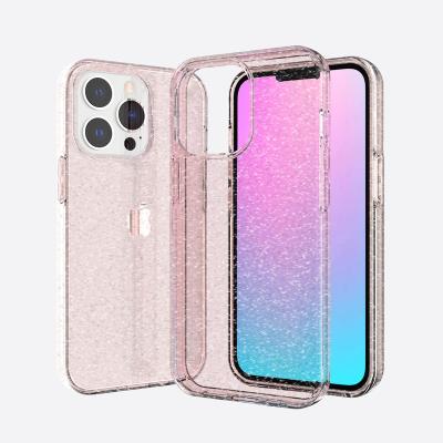 China 2021 Shockproof Shockproof Cell Phone Case TPU PC Crystal Clear Glitter Colors For iPhone 13 Pro 6.7 Max for sale