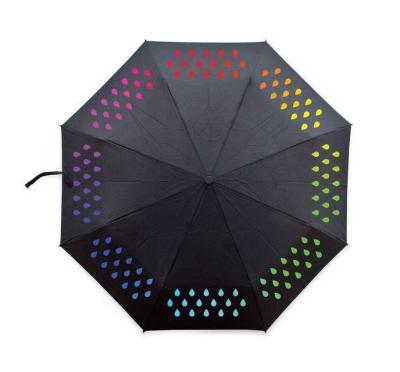 China Minimalist 3 Fold Umbrella with Color Changing Printing for sale