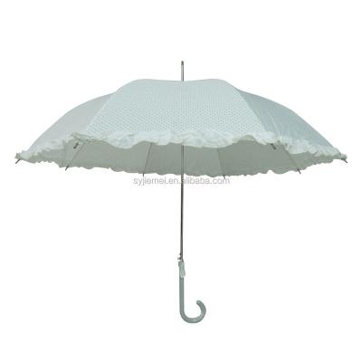 China Minimalist 58.5cm*8k Advertising Umbrella White Color Ladies Umbrellas With Lace Frill Or Gift Umbrella for sale