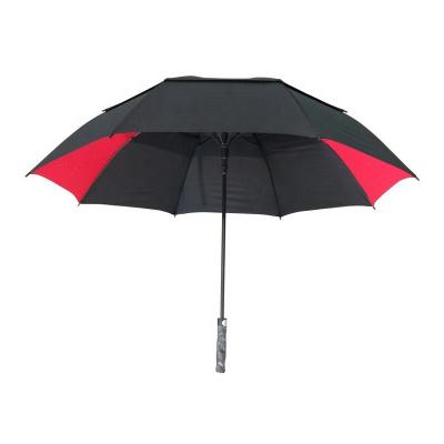 China 190T Automatic Open Cloth Upright Pongee Umbrella With Rubber Coated Handle Golf Umbrella for sale