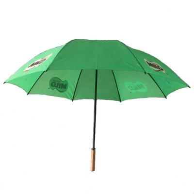 China Industrial 30inch*8k 170T Polyester Fabric Double Metal Groove Ribs With Plastic Straight Handle Golf Umbrella for sale