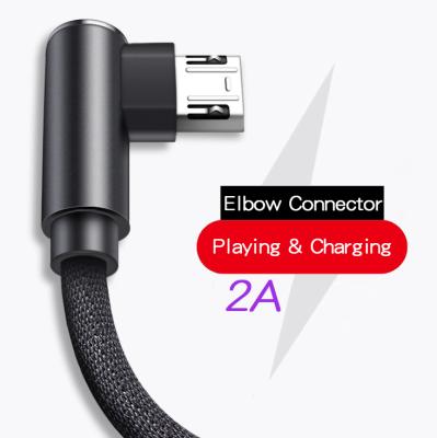 China Data Transmission / Free Shipping Micro Usb Set 2A Connector Original Nylon Braided Mobile Phone Charger Elbow Micro Usb Cable for sale