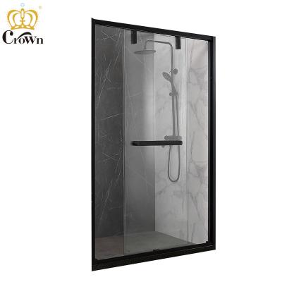 China Modern 10mm Sliding Animal Black Straight Metal Shower Panel Tempered Glass Shower Screen for sale