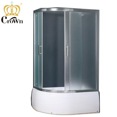 China Modern Hidden Tempered Glass Knife Shape Shower Enclosure 2 Person Large Frosted Shower Room With Swirl HG-8631 for sale