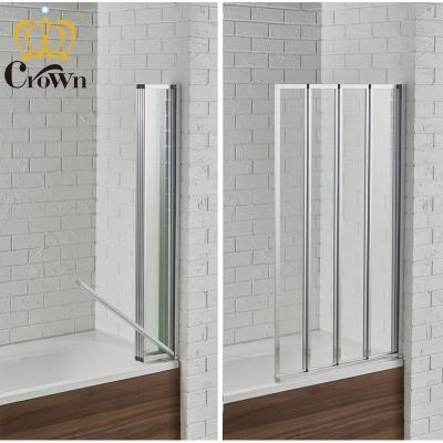 China Folding Modern Retractable Tempered Glass Style Foldable Shower Screen For Bathtub for sale