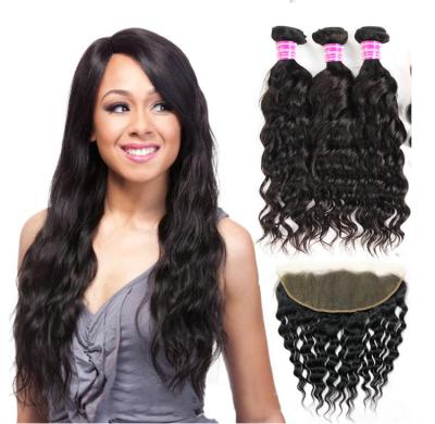 China Water Wave Hair Weave Bundles With Lace Headband Closure Brazilian Hair 3 Bundles Deal 13x4 Closure Remy Human Hair Weave for sale