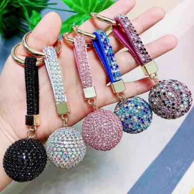 China Wholesale High Quality Korean Lady Bag Key Ring Car Keychain Bag Key Chain Style Diamond Ball Key Chain for sale