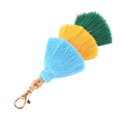 China Handmade colorful female multi-layer tassel bag jewelry accessories tassel promotion gift cotton key chain for sale