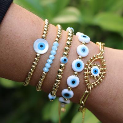 China Wholesale FASHIONABLE Bohemia Style Bracelet Turkey Eye With 18k Gold Beads Popular Good Selling Adjustable for sale