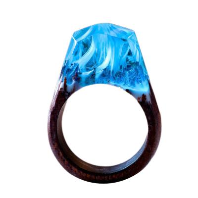 China Hot New Arrival Amazon Resin Wood Rings Resin Rings Mountain Acrylic Design Luxury Resin Rings Women 2021 Beautiful for sale