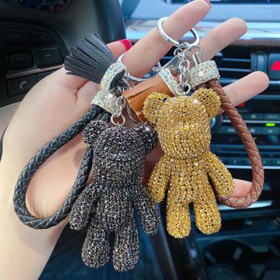 China Diamond Bear Doll Keychain Creative Full Bear Violent Bear Bag Pendant Gifts Women Luxury Key Chain Cartoon Key Chain for sale