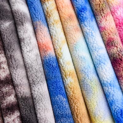 China Multicolor Blackout Stain Tie Dyed Large Grain Cashmere Gradual Change Lambswool Grain Cashmere Fabric Toy Clothing Pillow Fabric for sale