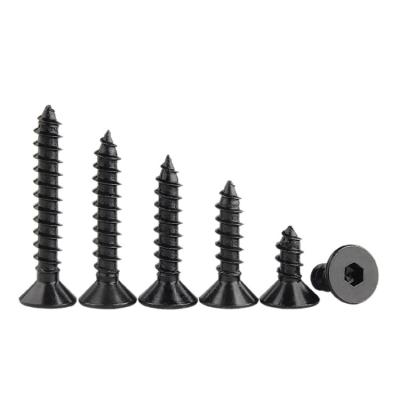 China Pan Factory Price Socket Countersunk Head Cap Black Carbon Steel For Wood Tapping Screw for sale