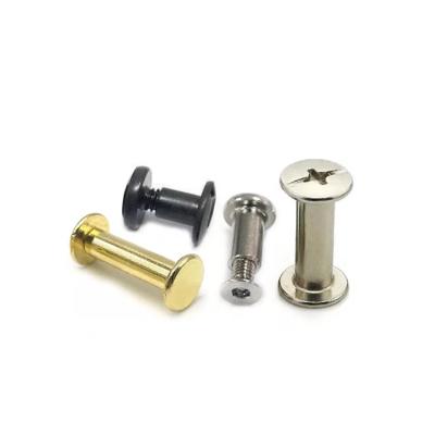 China Pan Factory Price Black Rose Gold Acrylic Flat Stainless Steel Nail Rivet For Chicago Leather Screws for sale