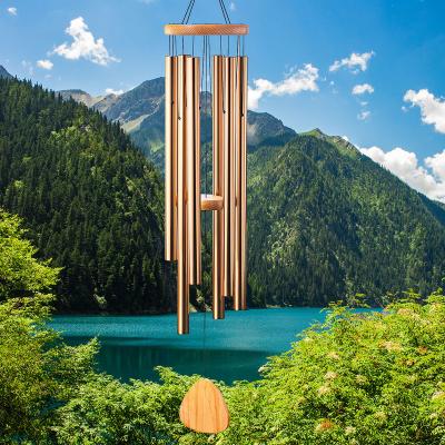 China Outdoor minimalist patio copper wind chimes garden decoration gold tube metal wind chimes metal tube custom wind chimes for sale