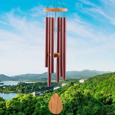 China Red Aluminum Wind Chimes Sale Tube Home Garden Metal LOGO Wind Chimes Warm Outdoor Custom Deep Tone Wood Cover for sale