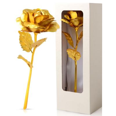 China Amazon Best Selling Automotive 24K Gold Rose Creative Simulation Flower Birthday Valentine's Day New Year Wedding Anniversary Gift for sale