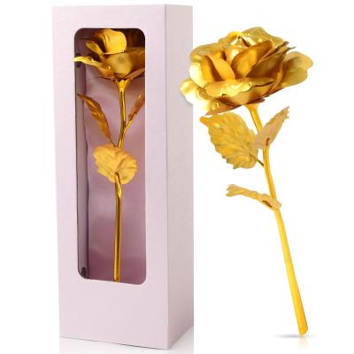 China Amazon Best Selling Automotive 24K Gold Red Rose Creative Simulation Flower Birthday Valentine's New Year Wedding Anniversary Gift for sale