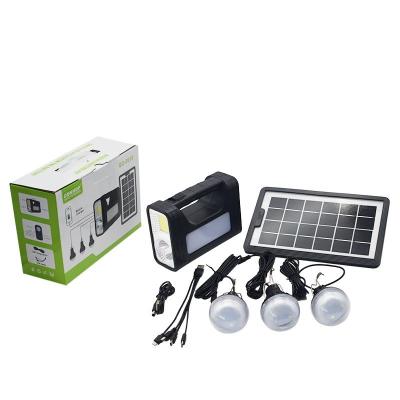 China Sloar Panel Charge Wholesale home Camping Emergency Solar Light Bulb Kit Portable Mini Solar Lighting System For Rechargeable With Led GD-8019 for sale