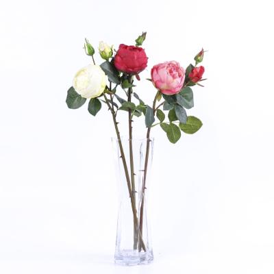 China Real Touch Fashional Silk Flowers Cabbage Rose Stem Artificial Flowers Wholesale Artificial Flowers for sale