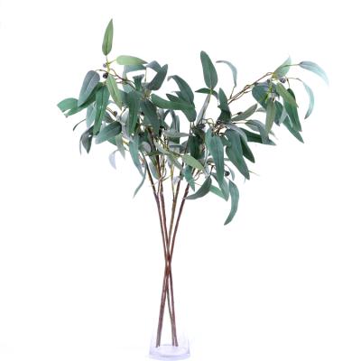 China Fashional Leaves Eucalyptus Foliage Artificial Green Plastic Leaf Bush Eucalyptus Branch for sale