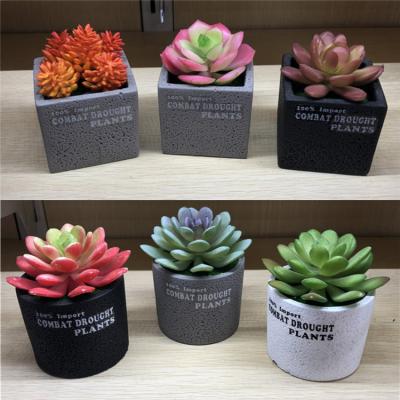 China Artificial Succulent Plant Concrete Bonsai Pot Attractive Wholesale Artificial Succulent Plants Pot Set For Decoration for sale