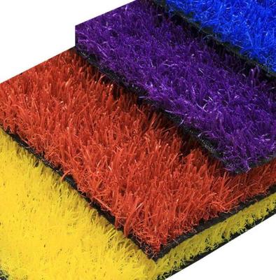 China Largest Colorful Elasticity Rainbow Artificial Grass Kindergarten Synthetic Carpet Turf For Playground for sale